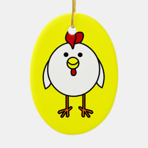 Cute Happy Chicken Customizable! Ceramic Ornament