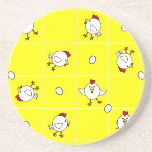 Cute Happy Chicken Dance Yellow Coaster