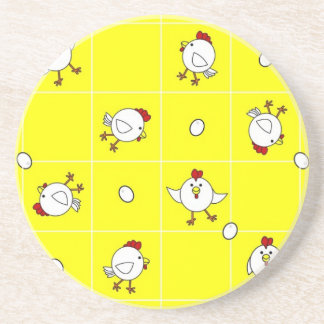 Cute Happy Chicken Dance Yellow Coaster