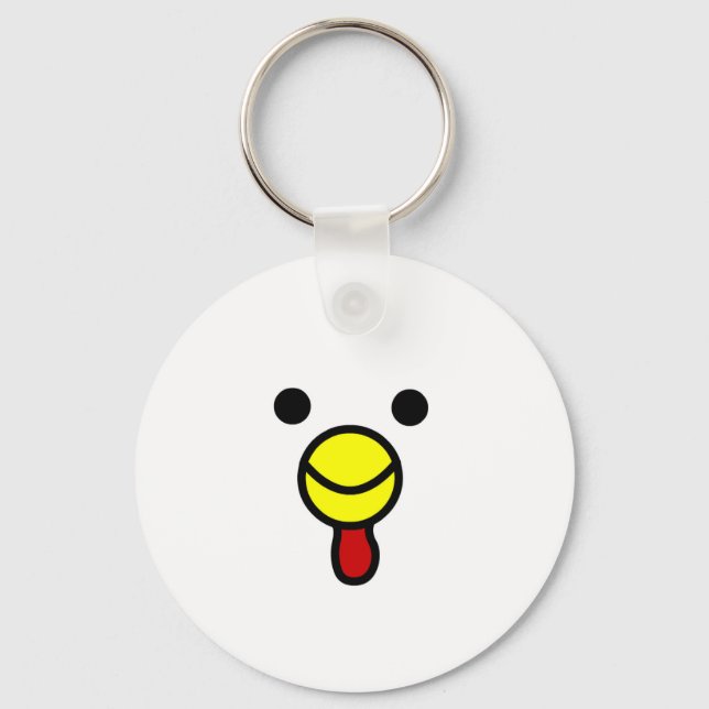 Cute Happy Chicken Head Keychain (Front)