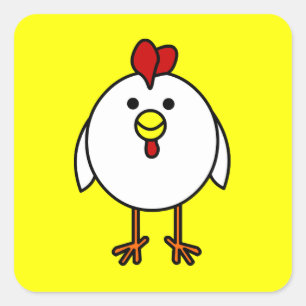 Cute Happy Chicken - Yellow Square Square Sticker