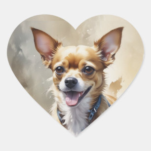 Cute Happy Chihuahua Dog Pet Animal Art Heart Sticker