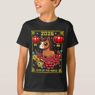 Cute Happy Chinese New Year Of The Hourse 2026 Lun T-Shirt
