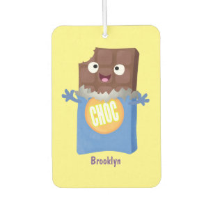 Cute happy chocolate candy bar cartoon character air freshener