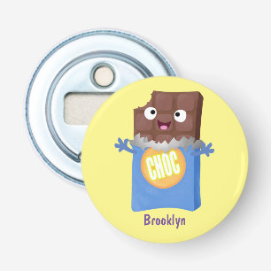 Cute happy chocolate candy bar cartoon character bottle opener