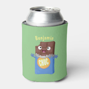 Cute happy chocolate candy bar cartoon character can cooler