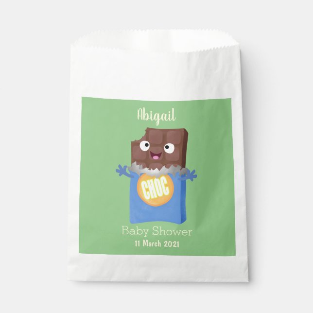 Cute happy chocolate candy bar cartoon character favour bag (Front)