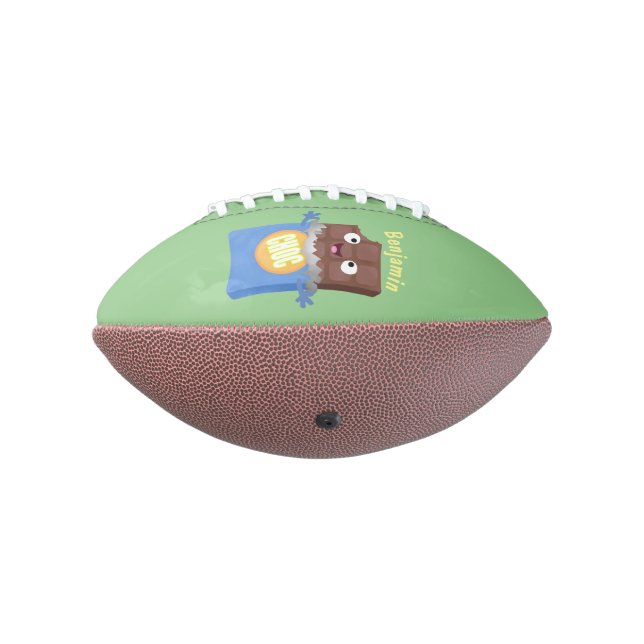 Cute happy chocolate candy bar cartoon character football (Rotated 270)