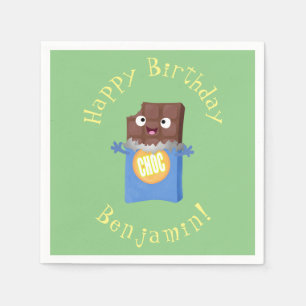 Cute happy chocolate candy bar cartoon character napkin