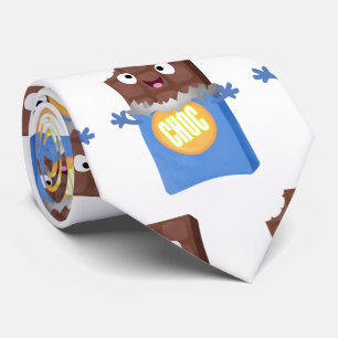 Cute happy chocolate candy bar cartoon character tie