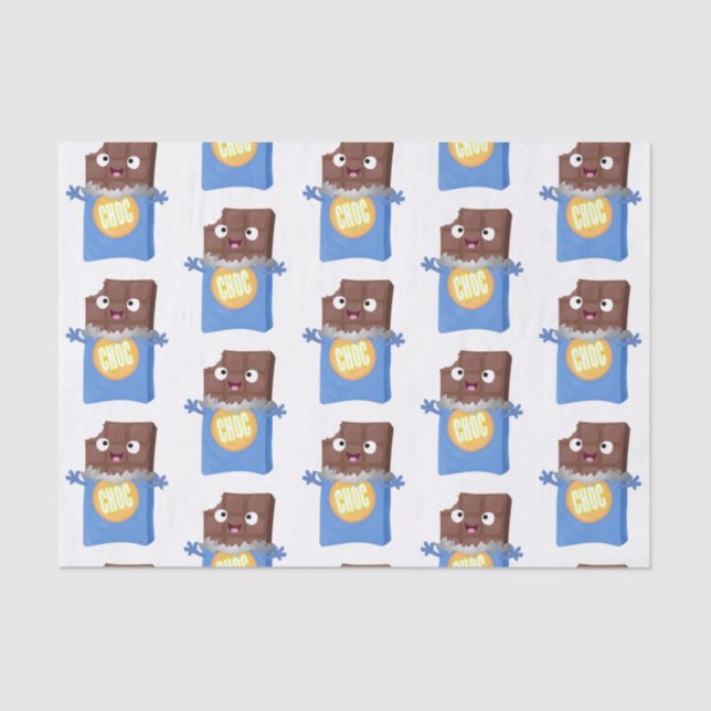 Cute happy chocolate candy bar cartoon character tissue paper (Front)