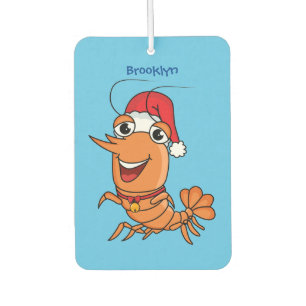 Cute happy Christmas shrimp cartoon illustration Air Freshener