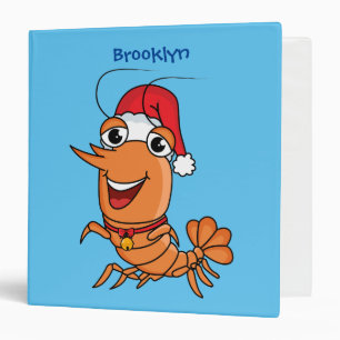 Cute happy Christmas shrimp cartoon illustration  Binder