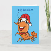 Cute happy Christmas shrimp cartoon illustration