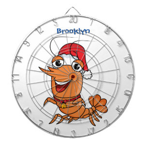 Cute happy Christmas shrimp cartoon illustration Dartboard