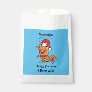 Cute happy Christmas shrimp cartoon illustration Favour Bag