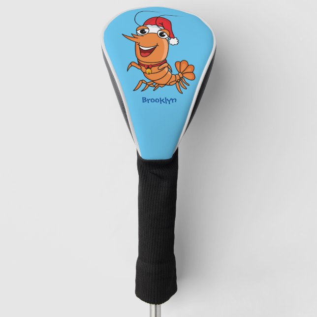 Cute happy Christmas shrimp cartoon illustration Golf Head Cover (Front)