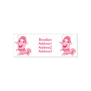 Cute happy Christmas shrimp cartoon illustration Self-inking Stamp