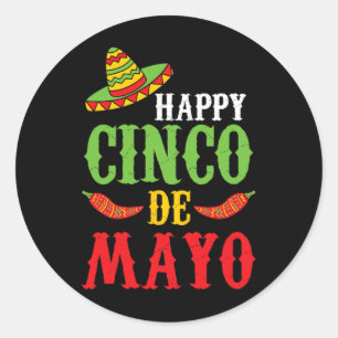 Cute Happy Cinco De Mayo Sombrero Peppers May 5th  Classic Round Sticker