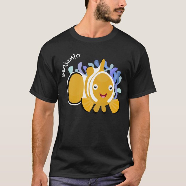 Cute happy clownfish anenome cartoon T-Shirt (Front)