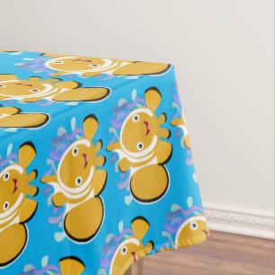Cute happy clownfish anenome cartoon tablecloth