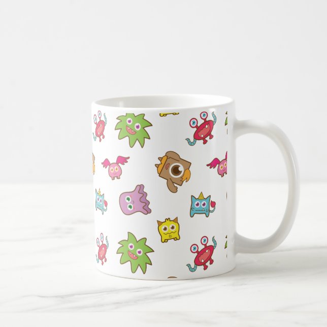 Cute Happy Colourful Little Monsters Pattern Coffee Mug (Right)