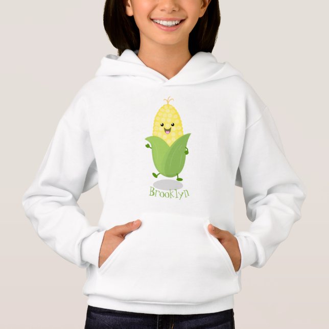 Cute happy corn cartoon illustration (Front)