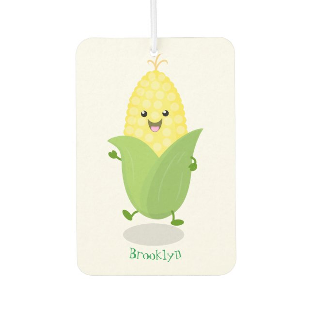 Cute happy corn cartoon illustration  air freshener (Front)