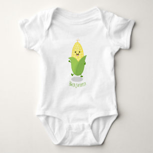 Cute happy corn cartoon illustration baby bodysuit