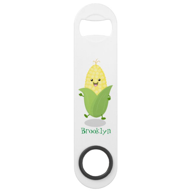 Cute happy corn cartoon illustration bar key (Front)