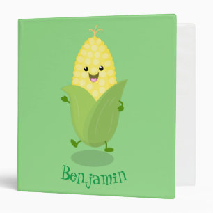 Cute happy corn cartoon illustration binder