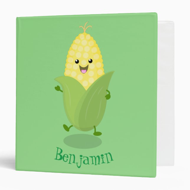 Cute happy corn cartoon illustration binder (Front/Inside)