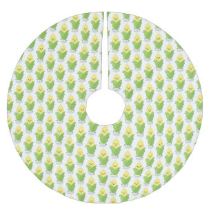 Cute happy corn cartoon illustration brushed polyester tree skirt