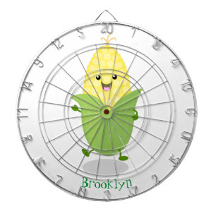 Cute happy corn cartoon illustration dartboard
