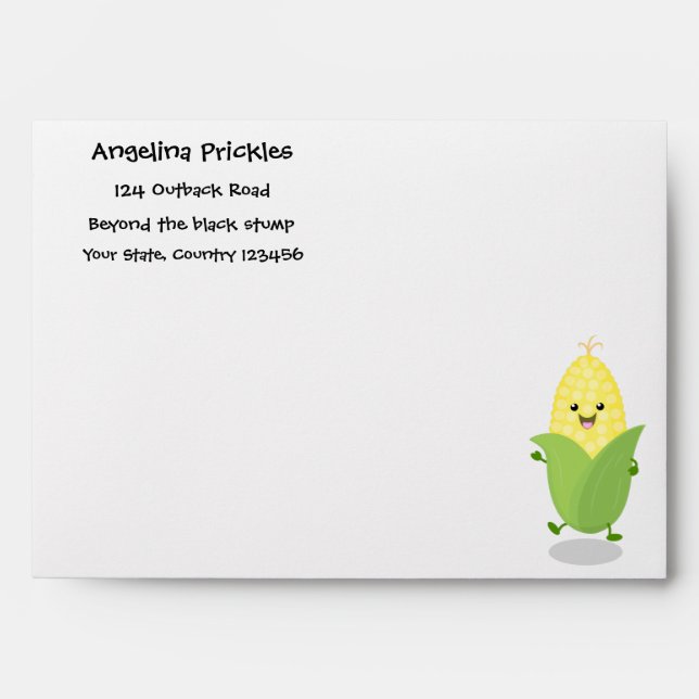Cute happy corn cartoon illustration envelope (Front)