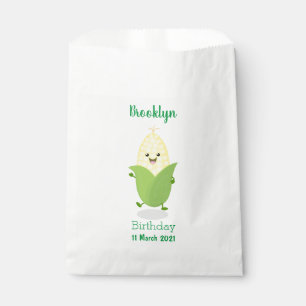 Cute happy corn cartoon illustration favour bag