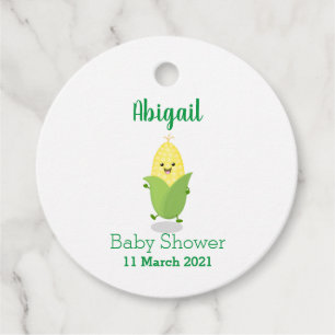 Cute happy corn cartoon illustration favour tags
