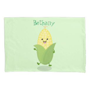 Cute happy corn cartoon illustration pillowcase