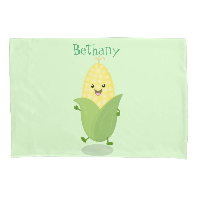 Cute happy corn cartoon illustration pillowcase (Front)