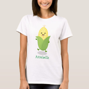 Cute happy corn cartoon illustration T-Shirt