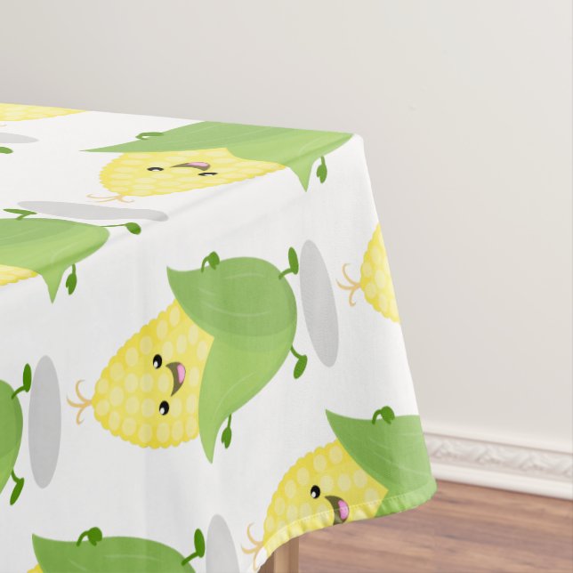 Cute happy corn cartoon illustration tablecloth (In Situ)