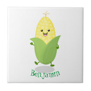 Cute happy corn cartoon illustration tile