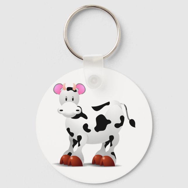 Cute Happy cow cartoon characters Keychain (Front)