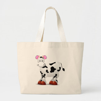 Cute Happy cow cartoon characters Large Tote Bag