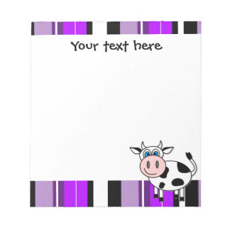 Cute Happy Cow - Purple Stripe Notepad