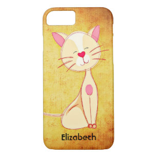 Cute happy Cream Coloured Cat Personalized Case-Mate iPhone Case
