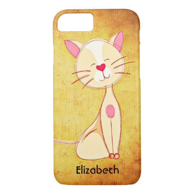 Cute happy Cream Coloured Cat Personalized Case-Mate iPhone Case (Back)