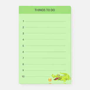 Cute happy crocodile Things To Do on lime green Post-it Notes