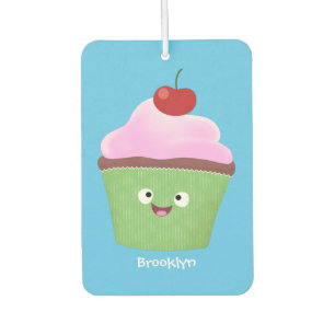 Cute happy cupcake cartoon illustration air freshener