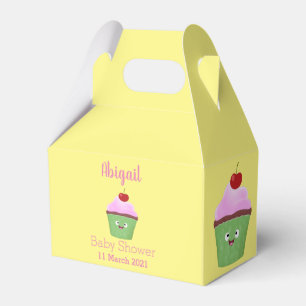 Cute happy cupcake cartoon illustration  favor box
